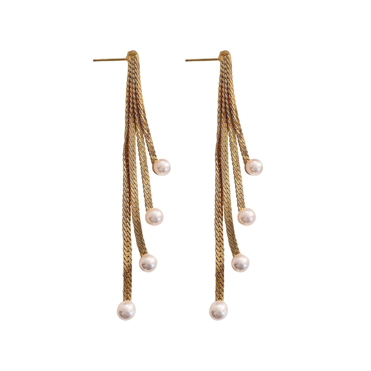 Fashion Chain Pearl Tassel Earrings