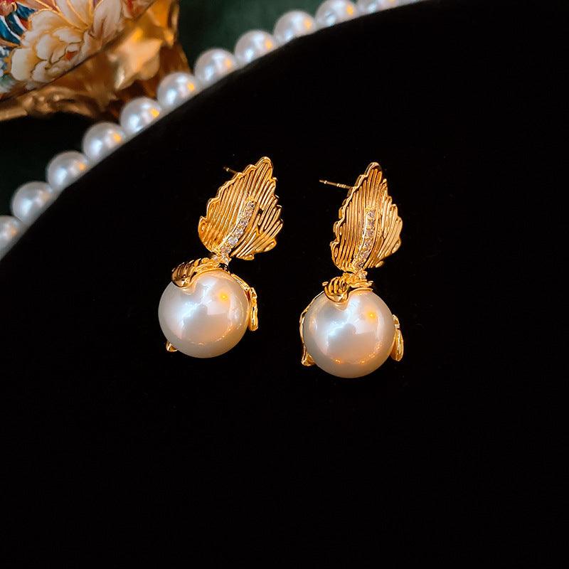 Pearl Earrings High-grade Real Gold Electroplated Silver Needle French Style