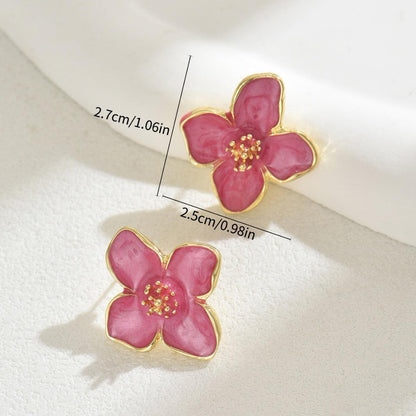 Women's Earrings Flower Flower Oiling Design