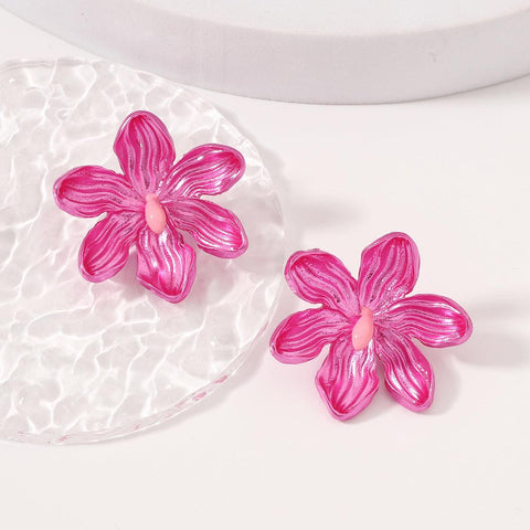 Oil-spot Glaze Flowers Trendy Fashion Special-interest Earrings