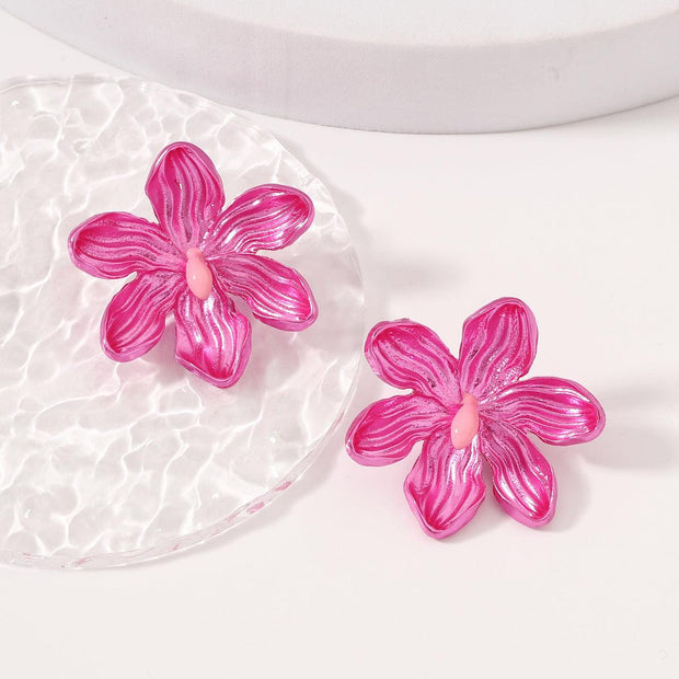 Oil-spot Glaze Flowers Trendy Fashion Special-interest Earrings