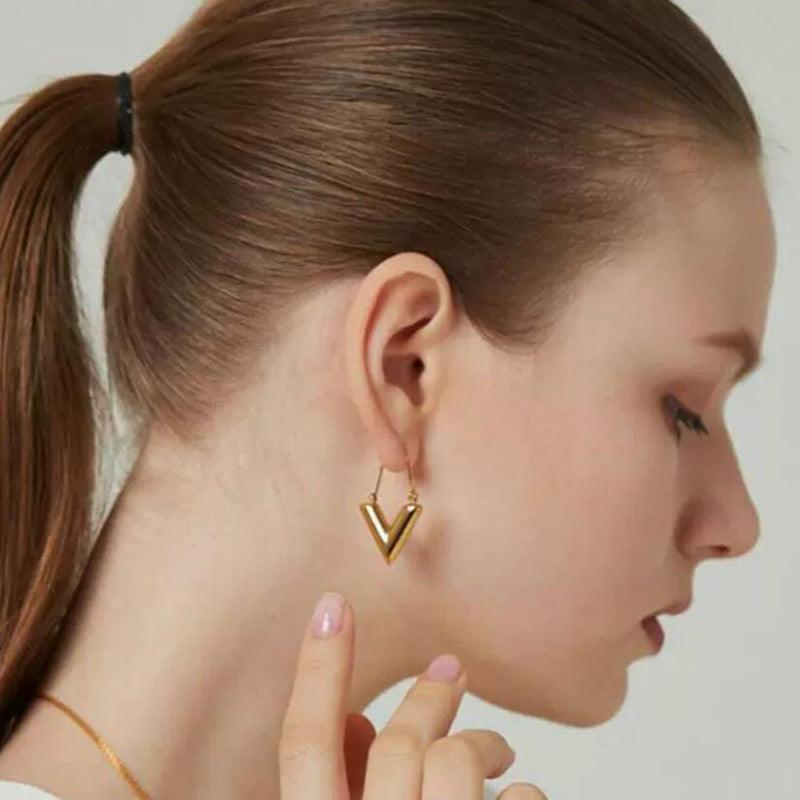 V-shaped Earrings Simple Retro Design