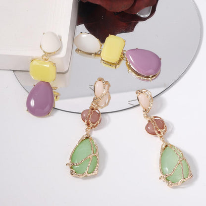 Fashion Jelly Color Water Drop Long Color Earrings