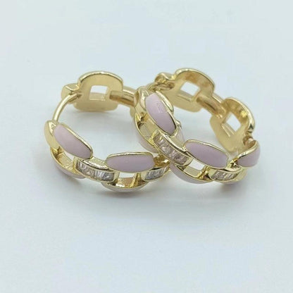 Niche Hollow Stud Earrings Geometric Color Oil Design Sense