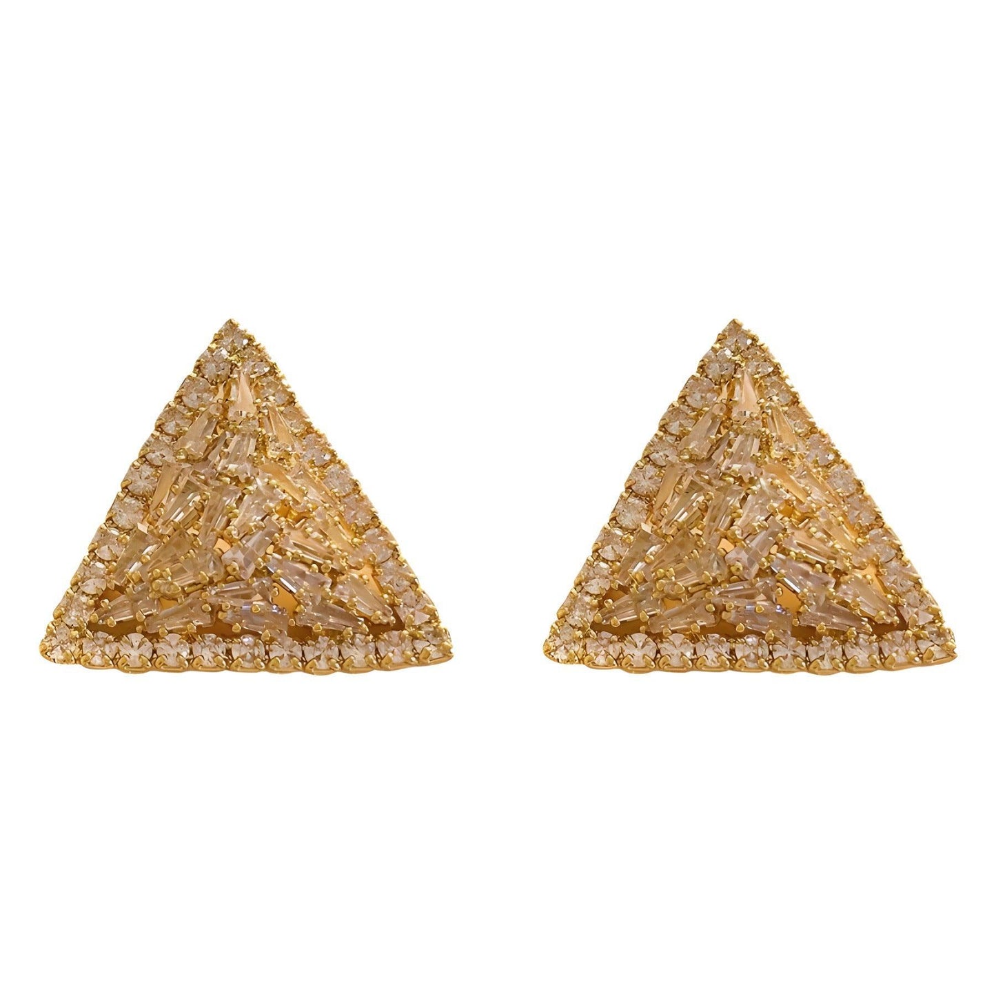 Women's Simple Rhinestone Triangle Stud Earrings Fashion