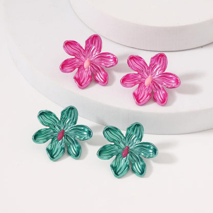 Oil-spot Glaze Flowers Trendy Fashion Special-interest Earrings