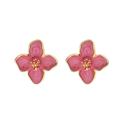 Women's Earrings Flower Flower Oiling Design