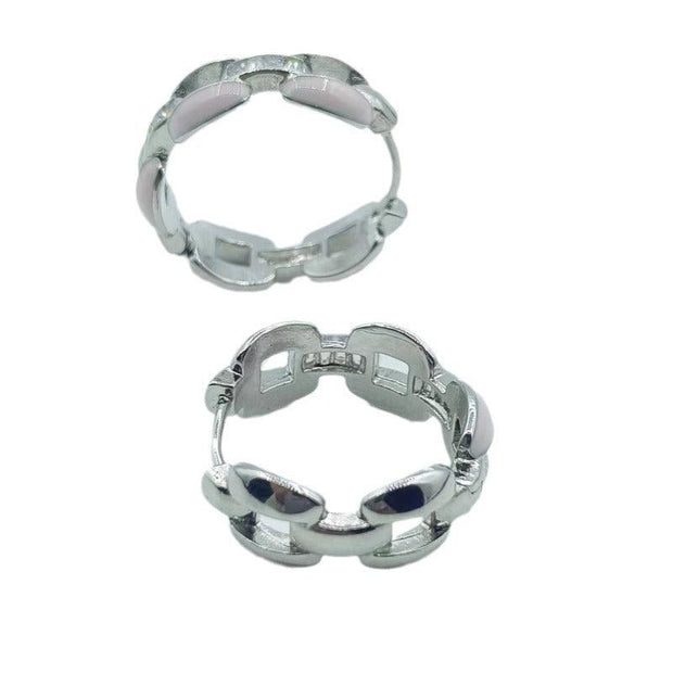 Niche Hollow Stud Earrings Geometric Color Oil Design Sense