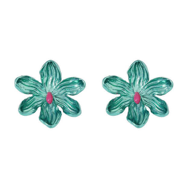 Oil-spot Glaze Flowers Trendy Fashion Special-interest Earrings