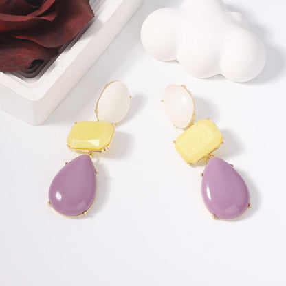 Fashion Jelly Color Water Drop Long Color Earrings