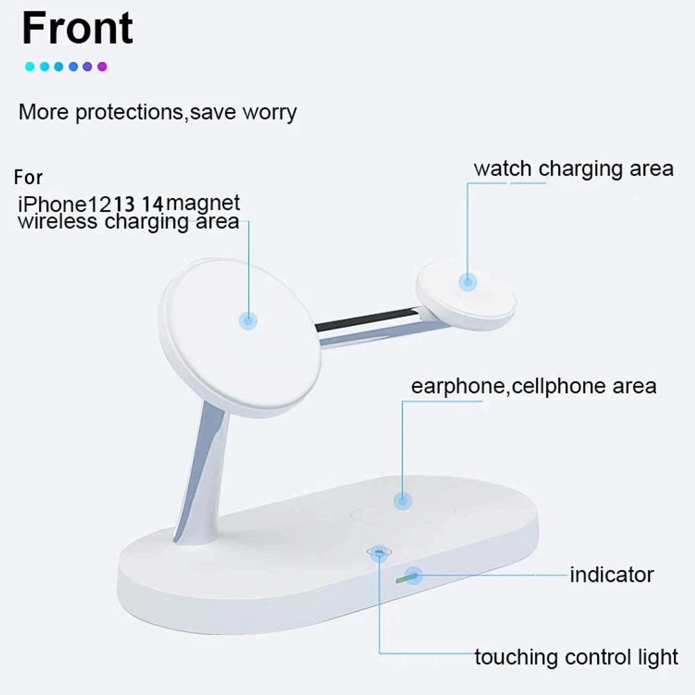 5 in 1 Magnetic Wireless Charger 15W Fast Charging Station Stand For Iphone Pro Max/Apple Watch/Airpods Pro with Led Night Light - Souvenirs 4 you