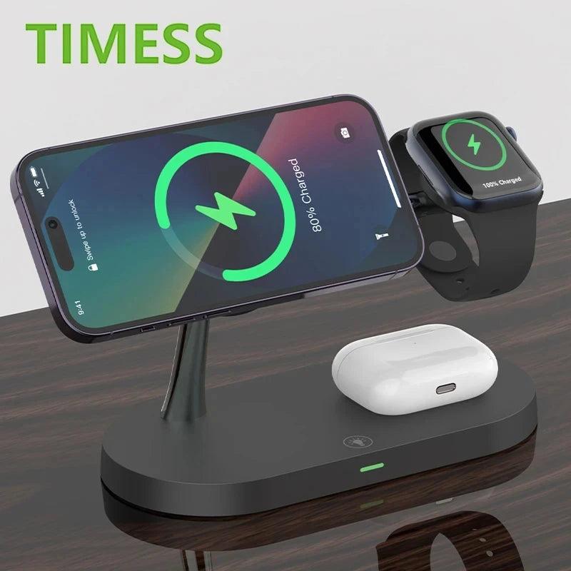 5 in 1 Magnetic Wireless Charger 15W Fast Charging Station Stand For Iphone Pro Max/Apple Watch/Airpods Pro with Led Night Light - Souvenirs 4 you