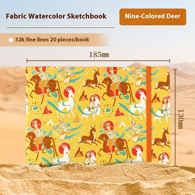 Feiluniao Watercolor Notebook Fabric Handmade Mini Portable Portable Character Sketch Hand Painted Graffiti Drawing Book