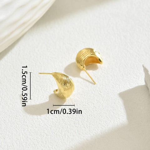 Niche Women's Ear Studs Geometric Pleated Lines