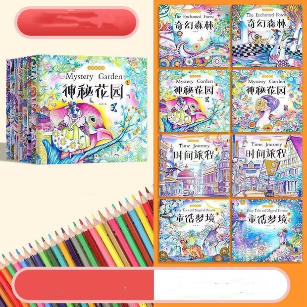 Elementary School Student Coloring Book Secret Garden Decompression