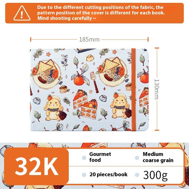 Feiluniao Watercolor Notebook Fabric Handmade Mini Portable Portable Character Sketch Hand Painted Graffiti Drawing Book