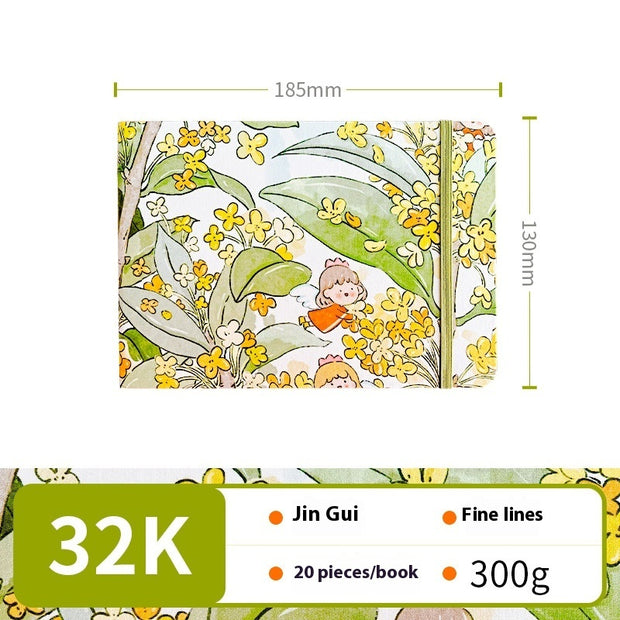 Feiluniao Watercolor Notebook Fabric Handmade Mini Portable Portable Character Sketch Hand Painted Graffiti Drawing Book