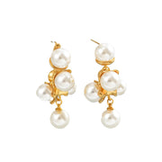 Vintage Grape Cluster Pearl Stud Earrings For Women