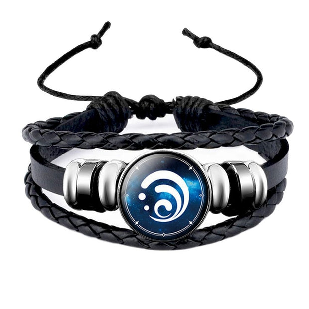 Genshin Impact Leather Bracelet Eye of God Element Snap Button Bracelets