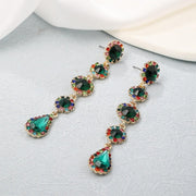 Retro Stud Earrings Female Long Rhinestone-encrusted Design