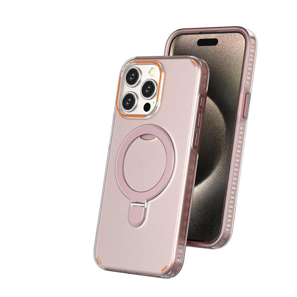 New Colorful Magnetic Bracket Phone Case With Holder Stand Cover For I Phone Magnetic Transparent Wireless Charge Case For Phone