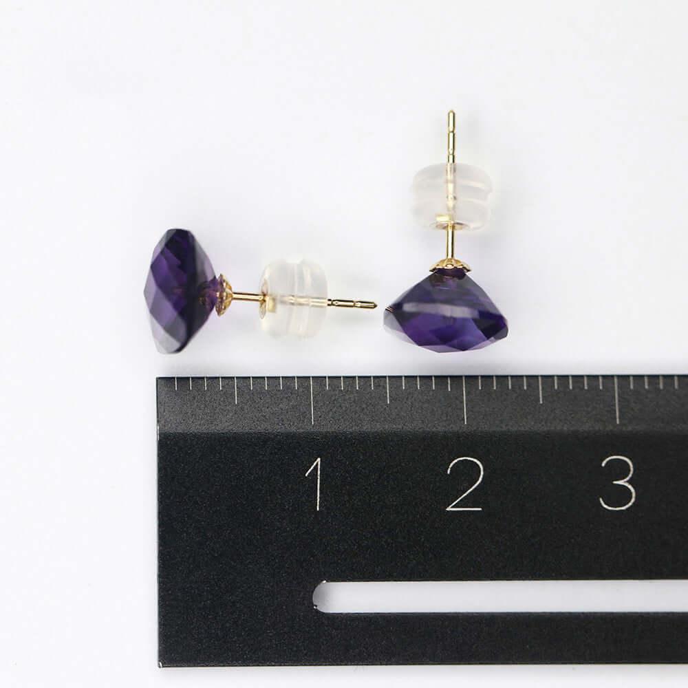 Pair Of Gold Square Crystal Stud Earrings