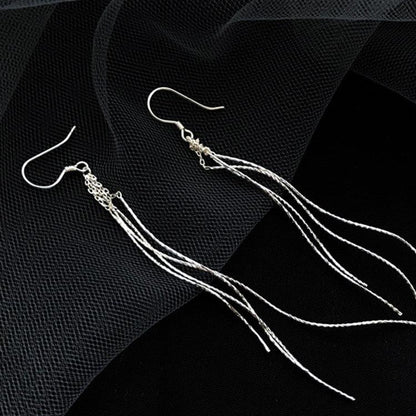 Trendy Long Sterling Silver High-end Tassel Earrings