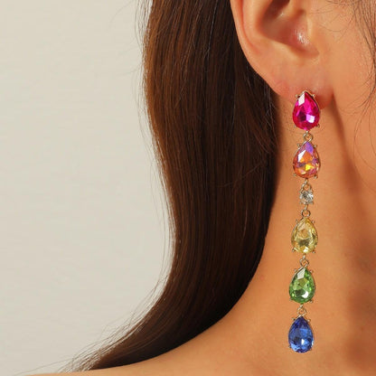 Colorful Diamond Crystal Earrings