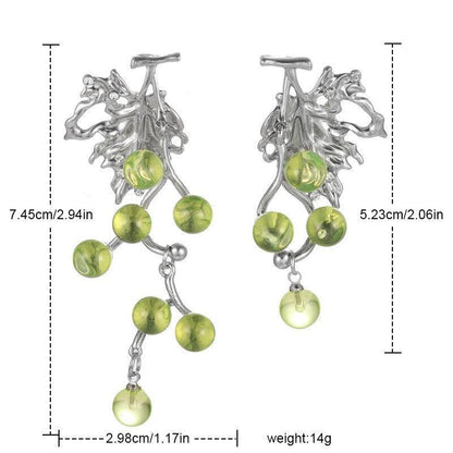 Asymmetric Design Acrylic Green Grape String Earrings