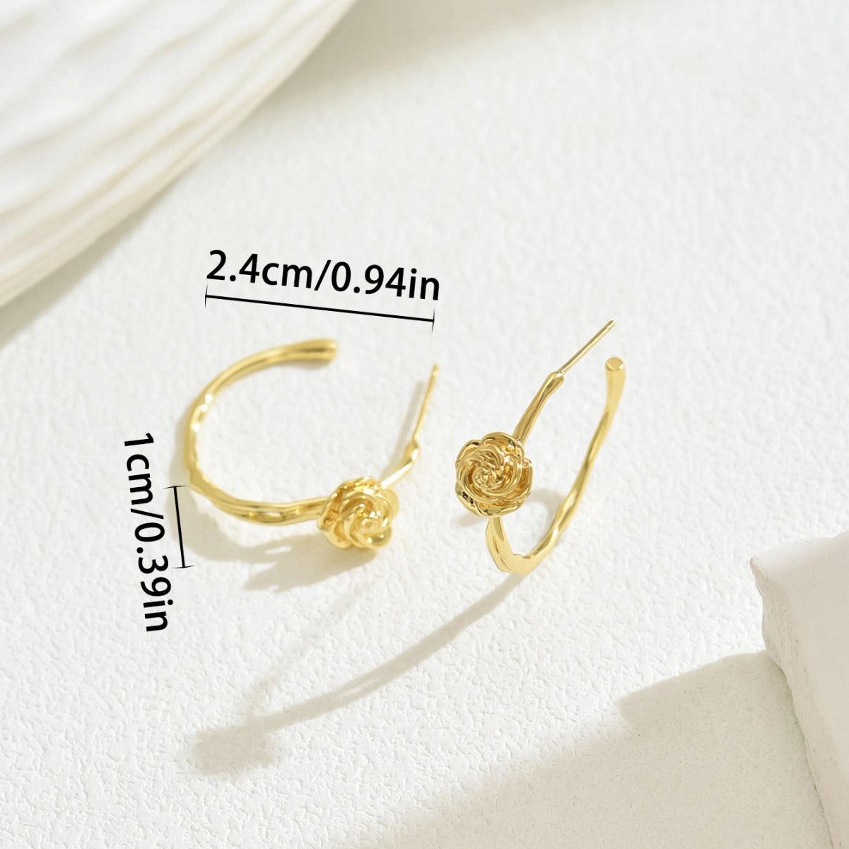 Women's Fashion OL Flower Rose Design Earrings