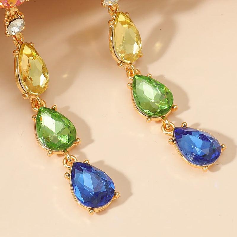 Colorful Diamond Crystal Earrings