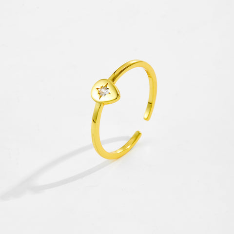 S925 Sterling Silver Eight Awn Star Micro Zircon Ring