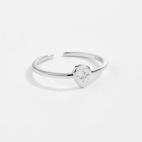 S925 Sterling Silver Eight Awn Star Micro Zircon Ring