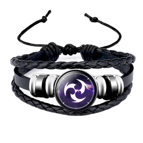Genshin Impact Leather Bracelet Eye of God Element Snap Button Bracelets